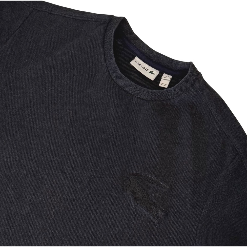Lacoste Mens Size 6 (XL) Black Crewneck Sweatshirt Embroidered Logo Long‎ Sleeve